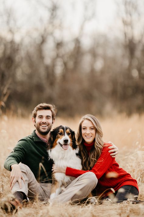 Christmas Holiday Card Photos 2019 Christmas Photo Outfits Couples With Dog, Fall Christmas Card Pictures, Married Couple Christmas Photos, Couple And Dog Christmas Photo, Christmas Card Photos With Dog, Christmas Card Poses With Dog, Couple And Dog Christmas Card, Christmas Card Outfits Couple, Christmas Card With Dog Couple