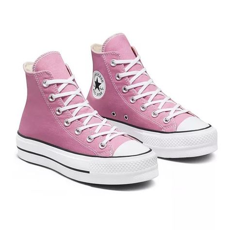 Platform High Top Converse, Cute Converse Shoes, Shoes Png, Cute Converse, Pink High Tops, Pink Platform, Chuck Taylor All Star Lift, Dr Shoes, High Top Converse