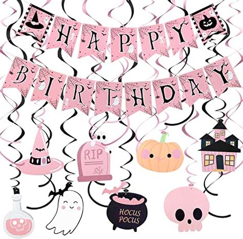 Amazon.com: Pink Halloween Girls Halloween Birthday Party, Halloween Happy Birthday, Halloween Birthday Decorations, Happy Birthday Halloween, Pink Birthday Party Decorations, Halloween Birthday Party Decorations, Halloween Birthday Party, Birthday Photo Booths, Pink Birthday Party