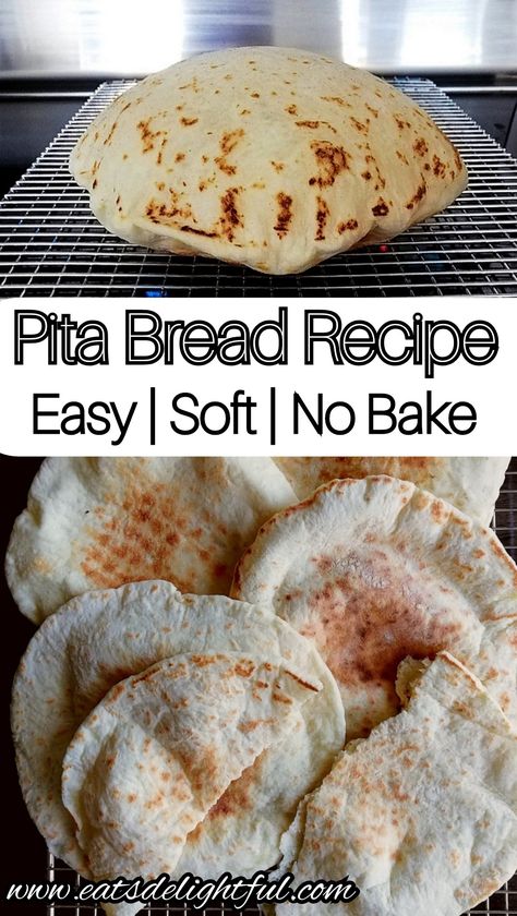 No Oven Bread Recipes, Homemade Pita Bread Easy, Lebanese Bread Recipe, Peta Bread Recipes, Home Made Pita Bread Recipe, Pita Pit Copycat, Pita Bread Recipe No Yeast, Peta Bread Recipe, Easy Pita Bread Recipe No Yeast