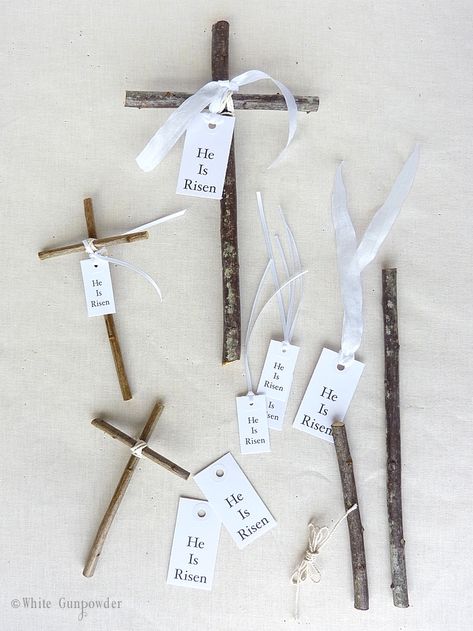 Good Friday {diy three wooden crosses} - White Gunpowder Good Friday Crafts, Diy Osterschmuck, Easter Sunday School, Resurrection Day, Sunday School Crafts For Kids, Religious Crafts, Christian Crafts, Wooden Crosses, Diy Ostern