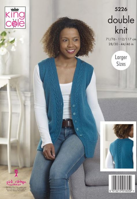 Waistcoat Woman Pattern, Knitted Waistcoat Woman, Knitted Vest Patterns Free For Women, Waistcoat Knitting Pattern, Knit Vest Pattern Women, Sirdar Knitting Patterns, Knit Vest Pattern Free, Ladies Waistcoat, Long Sleeveless Vest