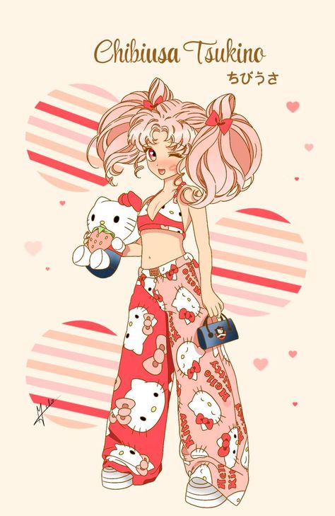 Chibiusa tsukino — sailor moon Sailor Moon Hello Kitty, Sailor Moon Sketch, Sanrio Fanart, Chiara Core, Moon Sketch, Super Sailor Chibi Moon, Moon Tiara, Icons Phone, Chibiusa Tsukino