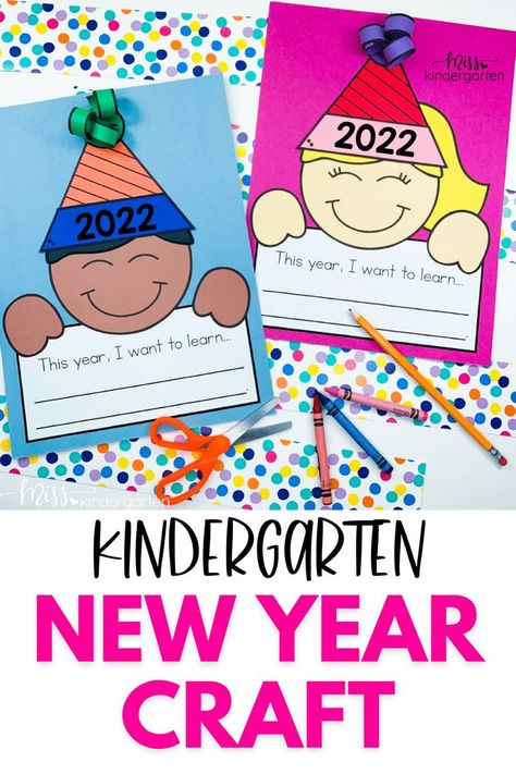 New Years Kindergarten, New Year Crafts For Kids, New Year Writing, New Year Crafts, New Year Craft, January Kindergarten, New Year's Eve Crafts, January Activities, Miss Kindergarten