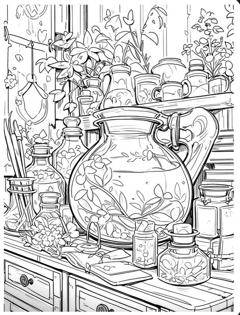 Magical Coloring Pages For Adults, Magic Coloring Pages, Colouring Pages For Adults, Triwizard Tournament, Manga Coloring Book, الفن الرقمي, Adult Coloring Designs, Detailed Coloring Pages, Free Adult Coloring Pages