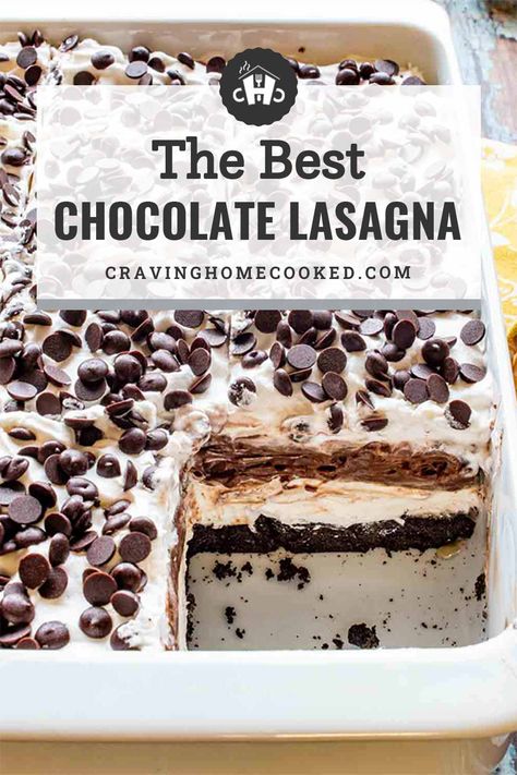 Chocolate Lasagna Dessert, Chocolate Layer Dessert, Chocolate Lasagna Recipe, No Bake Chocolate Desserts, Chocolate Lasagna, Best Chocolate Desserts, Easy Chocolate Desserts, Yummy Desserts Easy, Layered Desserts