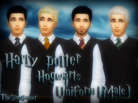 TheSimsBennet's Hogwarts Uniform (Male) Set Hogwarts Quidditch Uniform, Sims 4 Harry Potter, Quidditch Uniform, Harry Potter Uniform, Hogwarts Quidditch, Mods Sims 4, Harry Potter Dress, Hogwarts Uniform, Los Sims 4