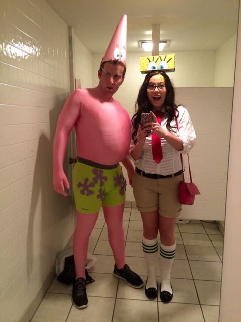 DIY Spongebob and Patrick Couples Costumes. Halloween 2014. Spongebob And Patrick Couples Costume, Spongebob And Sandy Costume, Spongebob And Patrick Couple Costume, Spongebob Patrick Costume, Patrick Star Cosplay, Patrick Costume Spongebob, Patrick And Spongebob Costume, Sponge Bob And Patrick Costumes, Spongebob And Patrick Halloween Costumes