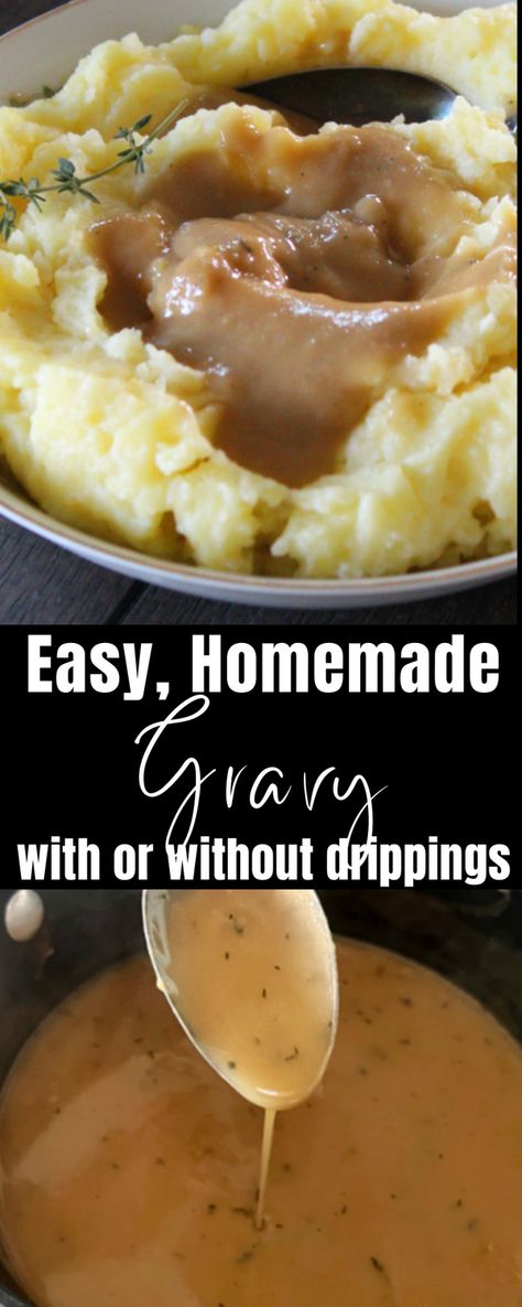 Quick Gravy Recipe, Gravy Recipe Without Drippings, Pork Gravy Recipe, Gravy Recipe No Drippings, Chicken Gravy From Broth, Brown Gravy Recipe Easy, Best Gravy Recipe, Gravy Turkey, Homemade Chicken Gravy