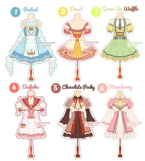 [OPEN] Dessert Theme Outfit Adoptable#6 by Black-Quose.deviantart.com on @DeviantArt Dessert Outfit Ideas, Dessert Dress, Dessert Outfit, Dessert Theme, Adoptable Outfit, Fashion Drawing Sketches, Fashion Design Drawings, Fashion Design Sketches, Drawing Clothes