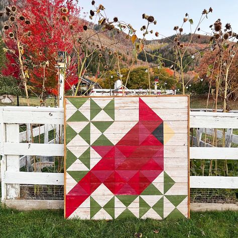 Millie’s Cardinal Barn Quilt is... - Tweetle Dee Design Co. Cardinal Barn Quilt, Quilt Pattern Ideas, Maiden Hair, Corn Silk, Painted Barn Quilts, Barn Quilt Designs, Barn Quilt Patterns, Apple Orchard, Barn Quilt