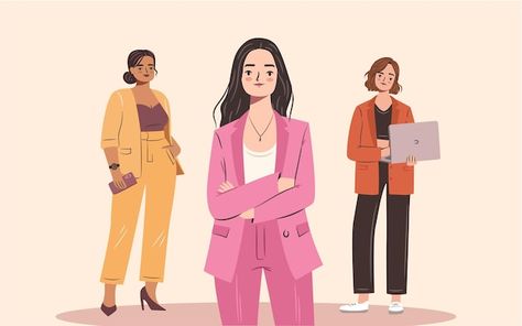 Confident Business Woman, Vector Character Illustration, Clothes Words, Vector Illustration Character, Woman In Suit, Best Movie Posters, Girl Empowerment, Stylish Suit, Women Writing