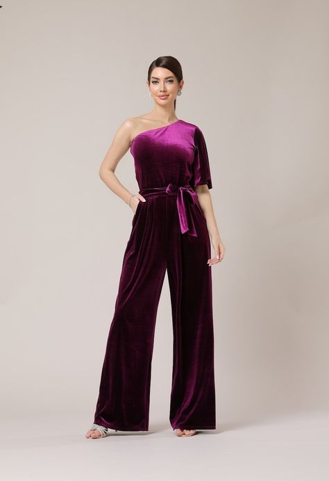 Jumpsuit Bridesmaid, Jumpsuit One Shoulder, Jumpsuit Wedding Guest, Bridesmaid Jumpsuit, Jumpsuit Wedding, Cocktail Jumpsuit, Bridesmaids Jumpsuits, Jumpsuit For Wedding Guest, Purple Jumpsuit