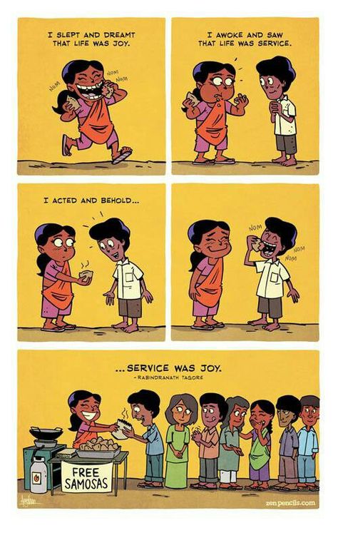 Mindset is everything Zen Pencils, 4 Panel Life, Rabindranath Tagore, Faith In Humanity Restored, Humanity Restored, Bd Comics, Life Quotes Love, Short Comics, Joy Of Life