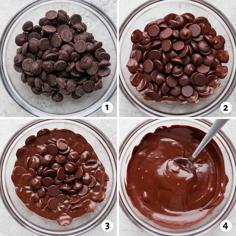 How to Melt Chocolate {Microwave & Stovetop} - FeelGoodFoodie Melting Chocolate In Microwave, Best Way To Melt Chocolate Chips, How To Melt Chocolate Chips On The Stove, How To Melt Chocolate Chips In Microwave, Melt Chocolate Chips For Dipping, How To Melt Chocolate Chips, Melt Chocolate Chips In Microwave, Melted Chocolate Recipes, Melt Chocolate For Dipping