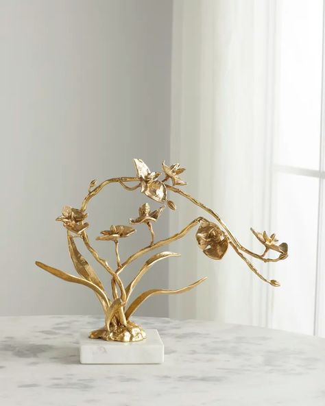 Orchid Sculpture, Modern Glam Living Room, John Richard Collection, Glam Living, Tiffany Art, Orchid Arrangements, Fish Sculpture, John Richard, Small Figurines