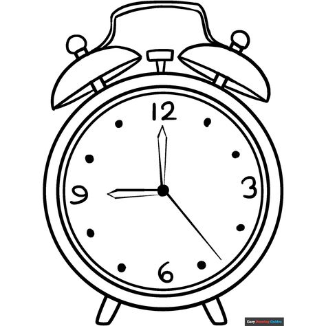 Free Alarm Clock Coloring Page for Kids Clock Drawing Simple, Alarm Clock Drawing, Clock Coloring Page, Clock Drawing, Clock Printable, Clock Drawings, Easy Drawing Guides, Kids Alarm Clock, Free Printable Coloring Sheets