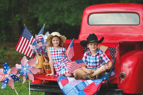 Patriotic Photoshoot, Truck Photo, Easter Photoshoot, Vintage Red Truck, Vintage Truck, Red Truck, Summer Photos, Fourth Of July, Photo Ideas