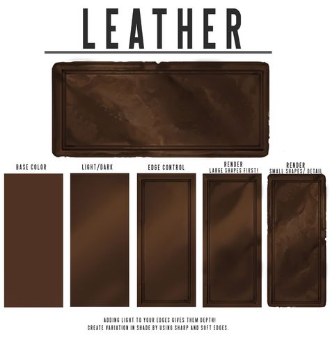 Rendering Drawing, Leather Tutorial, Digital Painting Techniques, Texture Drawing, Hand Painted Textures, How To Shade, Leather Art, Digital Painting Tutorials, Color Studies