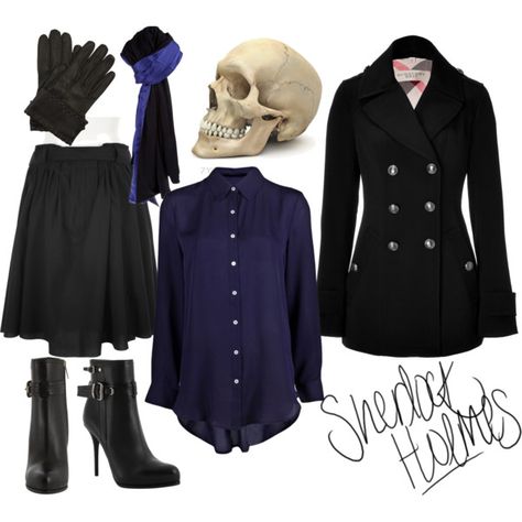 Genderswap Sherlock: Female Holmes - Polyvore Sherlock Fashion, Sherlock Outfit, Sherlock Cosplay, Celebrity Inspired Outfits, Geek Chic Fashion, Fitness Shirts, Nerd Fashion, Disney Inspired Fashion, Character Inspired Outfits