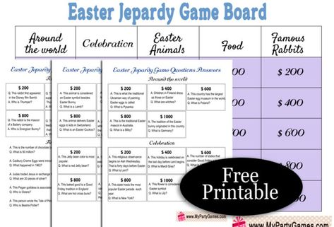 Games For Big Groups, Jeopardy Questions, Easter Symbols, Jeopardy Game, Free Printable Games, Easter Games, Easter Printables Free, Theme Activity, Trivia Game