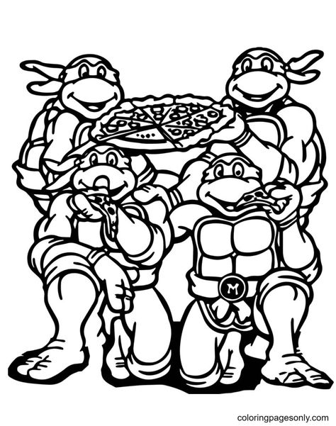 Ninja Turtle Eat Pizza Turtles Eating, Ninja Turtles Coloring Pages, Pizza Coloring Page, Ninja Turtle Coloring Pages, Turtle Coloring Pages, Minecraft Coloring Pages, Ninja Turtle Birthday, Eating Pizza, Pattern Coloring Pages