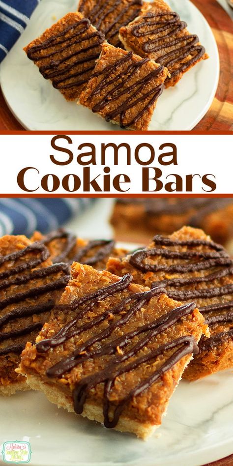 Samosa Cookie Recipe, Coconut Cookie Bars, Samoa Cookies Recipe, Samoa Cookie, Coconut Cookie, Homemade Shortbread, Samoa Cookies, Chocolate Chip Pecan Cookies, Strawberry Oatmeal