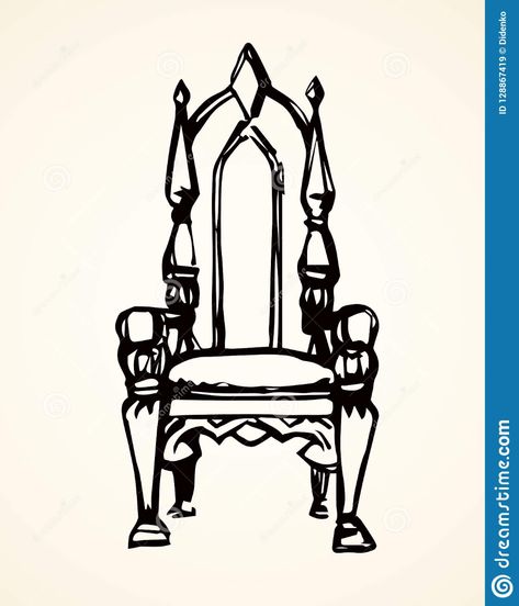 Throne. Vector drawing stock vector ... King On A Throne Drawing, Royal Chair Drawing, Throne Poses Drawing, Thrown Chair Drawing, Throne Drawing Reference Chair, How To Draw A Throne, Throne Art Reference, Someone Sitting On A Throne Reference, Queen Base Drawing