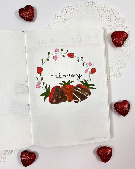 Chocolate Covered Strawberry Bullet Journal Spread Ideas Strawberry Moon Journal Prompts, Strawberry In Chocolate Drawing, Strawberry Journal Ideas, Strawberry Theme Journal, Strawberry Spread, Strawberry Bullet Journal, Bullet Journal Spread Ideas, Watermelon Bullet Journal Theme, Journal Spread Ideas