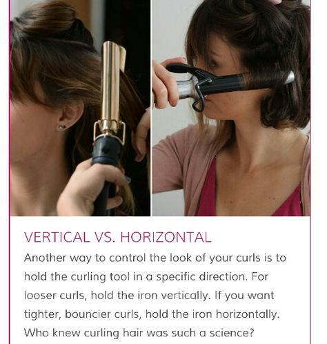 Vertical vs. Horizontal (curling iron techniques) Curling Iron Techniques, Vertical Vs Horizontal, Curling Tools, Hacks Every Girl Should Know, Bouncy Curls, Loose Curls, Curling Iron, Curled Hairstyles, Hair Hacks