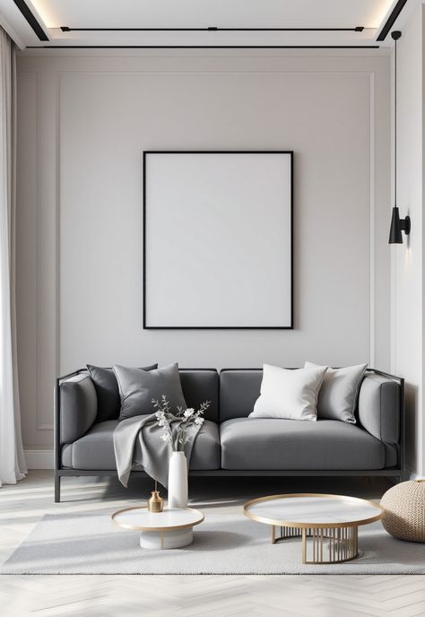 Grey Couch Living Room Grey Couch Living Room Ideas, Couch Living Room Ideas, Black And White Furniture, Beige Comforter, Grey Couch, Grey Couch Living Room, Couch Living Room, Bright Decor, Custom Shelving