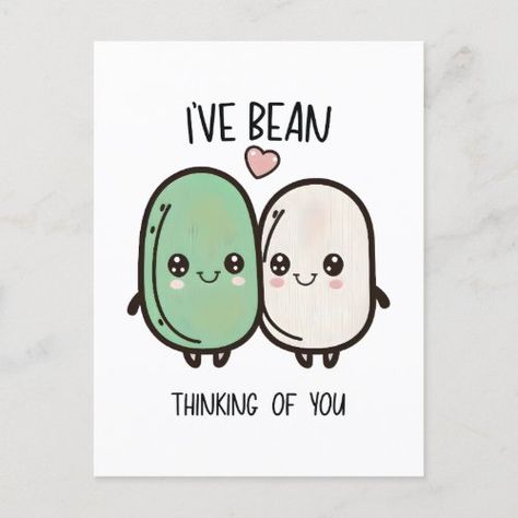 $1.75 | I've Bean Thinking of You Valentines Day Food Pun #husband wife, boyfriend girlfriend, cute funny pun sweet love, valentines day valentine gifts, funny kawaii cartoon, romantic cute couple engagement party, bean beans lover, funny bean joke pun, ive been thinking about you, encouragement and empowerment words Valentines Day Puns, Punny Cards, Food Pun, Secret Lovers, Love Puns, Cute Puns, Valentines Day Food, Pun Card, Lovers Quotes