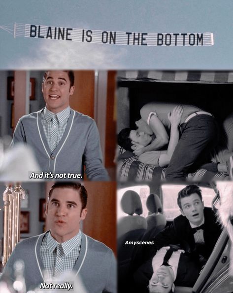 Blaine is such a bottom don’t even bother denying it dude Kurt X Blaine, Glee Kurt And Blaine, Kurt And Blaine, Glee Funny, Glee Memes, Blaine Anderson, Blaine And Kurt, Glee Quotes, Brenda Song