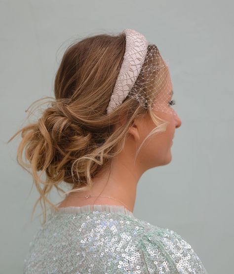 Padded Headband Hairstyles, Headband Updo, Big Headbands, Updo With Headband, Hair Recipes, Headband Ideas, Elegant Headband, Second Day Hairstyles, Wedding Hair Headband