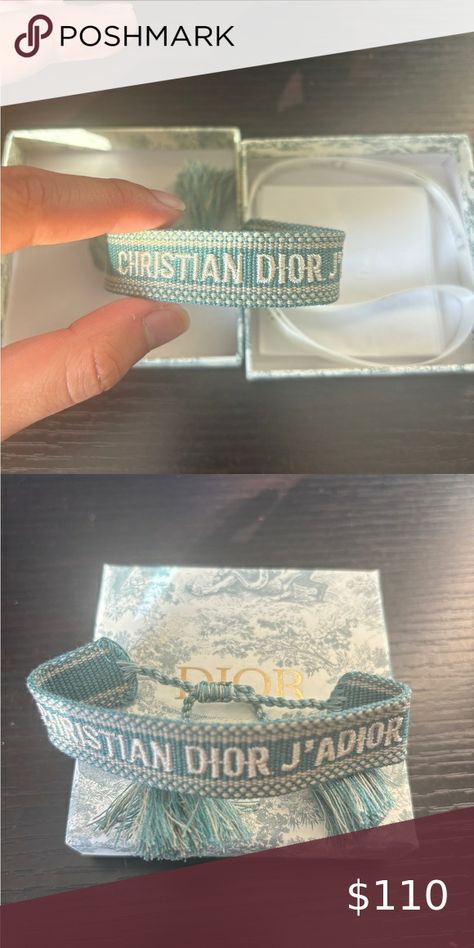 *USED* Christian Dior Aquamarina Woven Friendship Bracelet Christian Dior Bracelet, Dior Bracelet, Wristband Bracelet, Dior Jewelry, Wristbands, Friendship Bracelet, Beautiful Bracelet, Friendship Bracelets, A Year