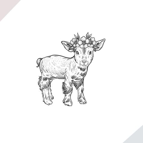 Farm Animal Tattoo, Goat Tattoo, Micron Pen Art, Grace Tattoos, Sheep Tattoo, Capricorn Tattoo, Princess Tattoo, Cute Goats, Animal Doodles