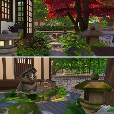 Sims 4 Zen Garden, Sims 4 Japanese Garden, Indoor Zen Garden, Japanese Inspired Home, Sims 4 House, Sims 4 Gallery, Sims Inspiration, Zen House, Wisteria Tree