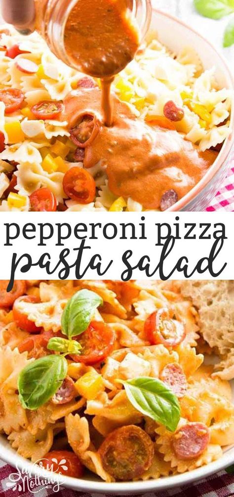 Picnic Pasta, Pepperoni Pizza Pasta Salad, Pizza Pasta Salad, Wheat Pasta Recipes, Easy Summer Side Dishes, Creamy Pasta Salads, Cold Pasta Salad Recipes, Bbq Summer, Pizza Salad