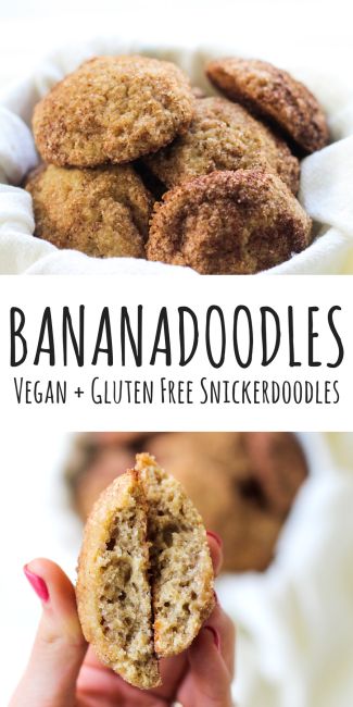 Gluten Free, Vegan Snickerdoodles Recipe - Healthy snickerdoodle cookie recipe - dairy free cookies perfect for breakfast, a fun kid's snack, with your afternoon coffee or a late night treat! Vegan Gf Recipes Dinner, Banana Snickerdoodles, Healthy Snickerdoodle Cookies, Dairy Free Cookie Recipe, Vegan Snickerdoodles, Snickerdoodles Recipe, Dairy Free Bread, Gluten Free Snickerdoodles, Snickerdoodle Cookie