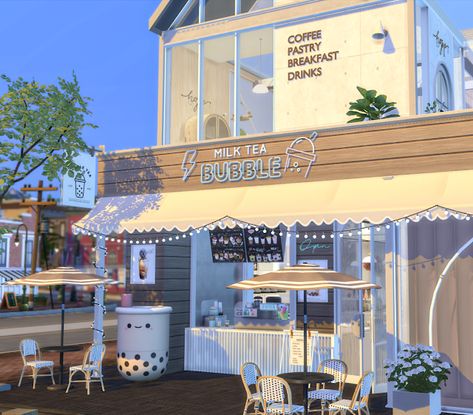 Sims 4 Cc Boba Tea, Sims 4 Boba Shop Cc, Sims 4 Cc Boba Tea Shop, Sims 4 Bubble Tea Shop Cc, Sims 4 Proposal Lot, Sims 4 Korean Lots, Sims 4 Live In Business, Sims 4 Korean Build, Boba Shop Bloxburg