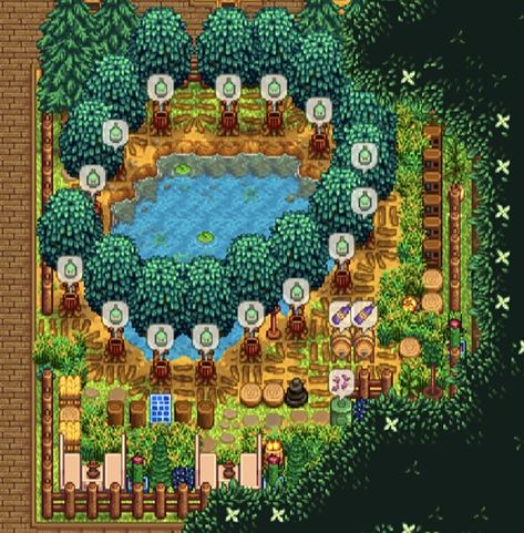 Forest Farm Stardew Valley, Stardew Ideas, Stardew Farm, Stardew Farms, Forest Farm, Stardew Valley Layout, Stardew Valley Tips, Stardew Valley Farms, Forest Map