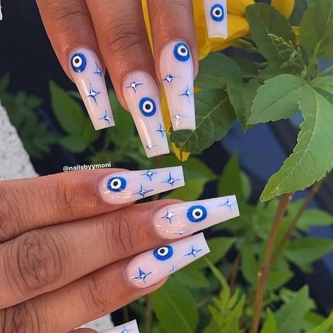 Blue Evil Eye Nails Short, Dope Blue Nails, Maroon Nail Art Designs, Nail Art 2022, Gel Nails Art, Design Nails Art, Art Gel Nails, Maroon Nail Art, Maroon Nail