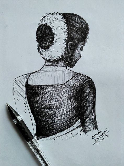 Instagram: @art_by_omkar Easy Pencil Drawings, Abstract Pencil Drawings, Bd Art, Dancing Drawings, Pen Art Drawings, Girl Drawing Sketches, Art Sketches Pencil, Drawing Simple, Art Drawings Sketches Pencil