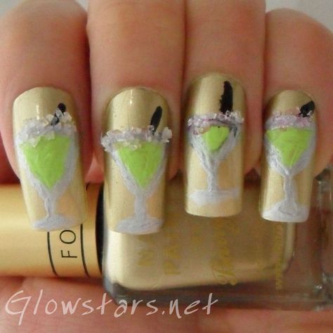 Margaritas! Margarita Nail Art, Margarita Nails Design, Margarita Nails, Bridal Shower Nails, Summer Margaritas, Shower Nails, Funky Nail Designs, Cute Nail Art, Funky Nails