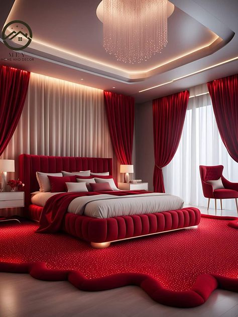 Luxury Room Design, Red Bedroom Design, Tiny Apartment Decorating, Interior Design Your Home, Luxury Bedroom Design, Bedroom Red, Red Rooms, Romantic Atmosphere, Luxury Rooms