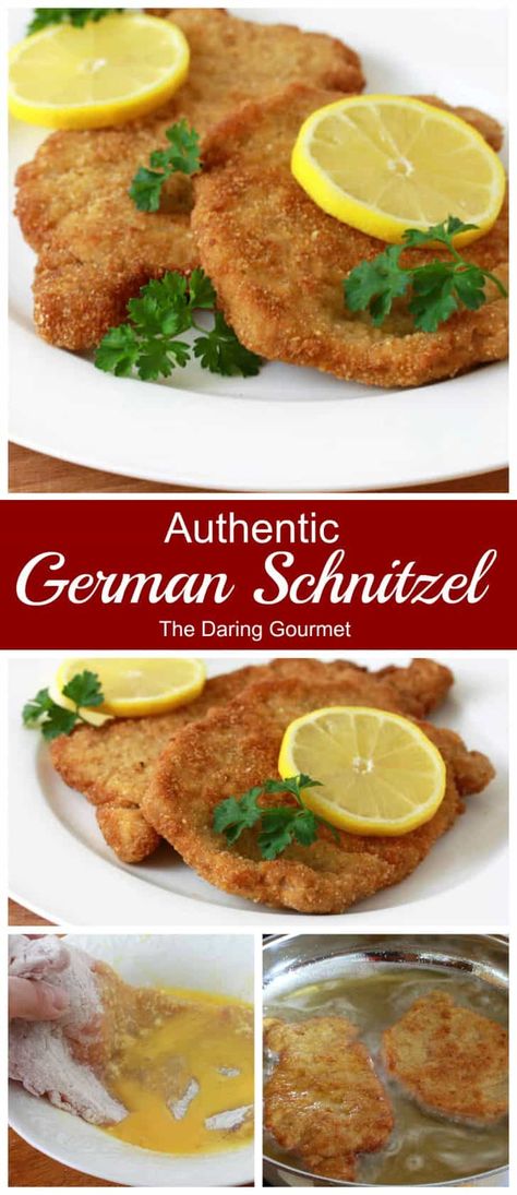 Authentic German Schnitzel (Schweineschnitzel) - The Daring Gourmet Authentic German Schnitzel Recipe, German Pork Schnitzel, German Schnitzel, German Food Authentic, Schnitzel Recipes, Pork Schnitzel, Fool Proof Recipes, Pork Chop Recipes, German Food