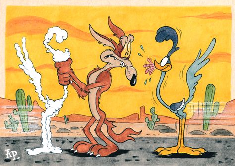 Road Runner And Coyote Tattoo, Wiley Coyote And Road Runner, Road Runner Cartoon, Wild E Coyote Looney Tunes, Roadrunner And Coyote Cartoon, New Looney Tunes, Looney Tunes Wallpaper, Copic Drawings, Looney Tunes Show