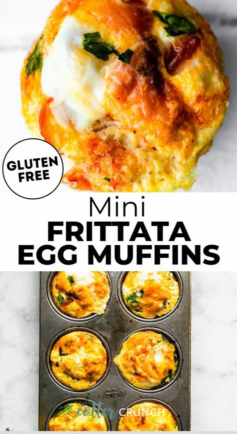 Whether you’re in need of new meal prep recipes, looking for easy ways to sneak in extra veggies, or just love egg recipes, these Mini Frittata Egg Muffins are just what you need! Made with simple, nourishing, gluten-free ingredients, they’re a quick protein-packed breakfast, brunch, or snack you can feel good about! Gluten Free Breakfast Muffins Eggs, Mini Egg Fritata Recipe, Gluten Free Egg Muffins, Mini Frittata Muffins, Meal Prep Egg Muffins, Frittata Egg Muffins, Gluten Free Frittata, Gluten Free Breakfast Muffins, Mini Egg Muffins