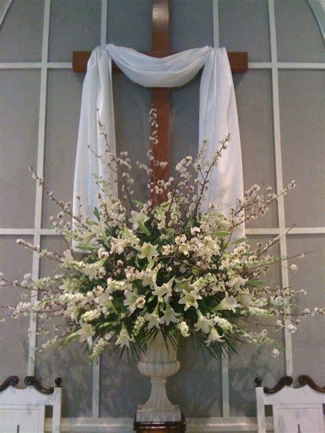 Church Flowers … | Easter Flower Arrangements, Church Easter Altar Decorations, Easter Church Flowers, Traditional Mehndi, Blooming Branches, Church Altar Decorations, Easter Floral Arrangement, Altar Design, Designs Mehndi, Easter Flower Arrangements