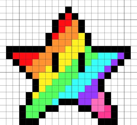 Perler Bead Star, Scene Pixel Art, Star Pixel Art, Pixel Crochet Blanket, Drawing Stars, Graph Paper Drawings, Easy Perler Beads Ideas, Fuse Bead Patterns, Easy Pixel Art